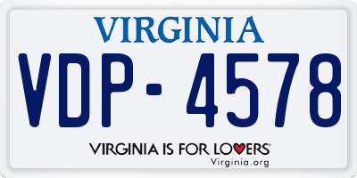 VA license plate VDP4578