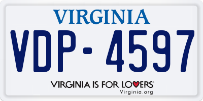 VA license plate VDP4597
