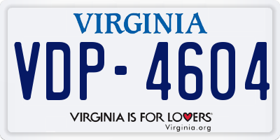VA license plate VDP4604