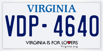 VA license plate VDP4640
