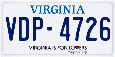 VA license plate VDP4726