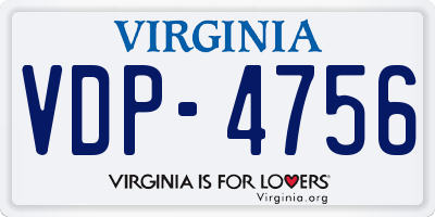 VA license plate VDP4756