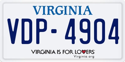 VA license plate VDP4904