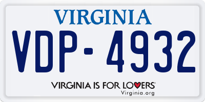 VA license plate VDP4932