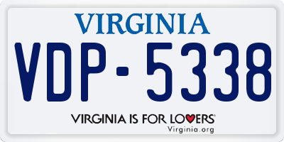 VA license plate VDP5338