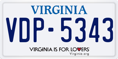 VA license plate VDP5343