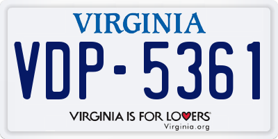 VA license plate VDP5361