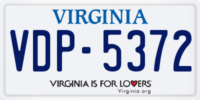 VA license plate VDP5372