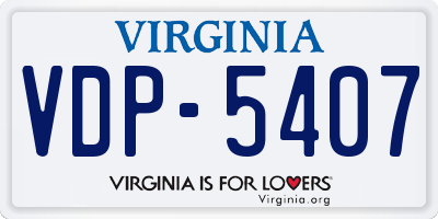 VA license plate VDP5407