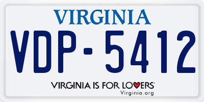 VA license plate VDP5412