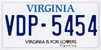 VA license plate VDP5454