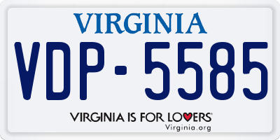VA license plate VDP5585