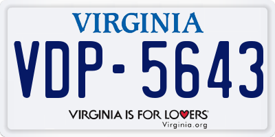 VA license plate VDP5643