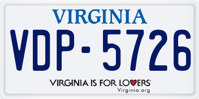 VA license plate VDP5726
