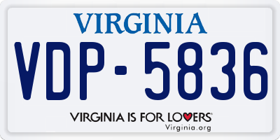 VA license plate VDP5836