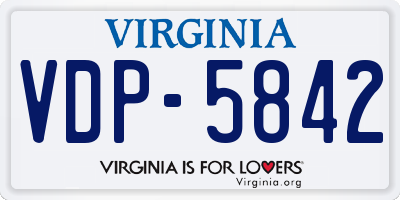 VA license plate VDP5842