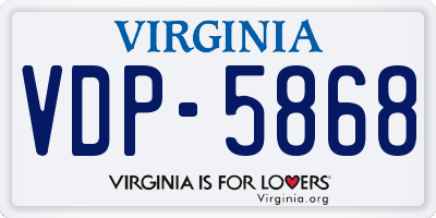 VA license plate VDP5868