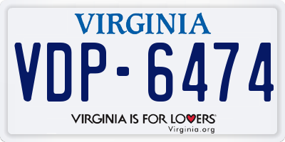 VA license plate VDP6474