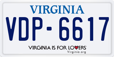 VA license plate VDP6617