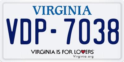 VA license plate VDP7038