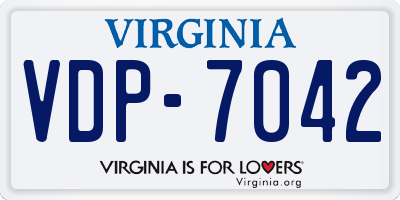VA license plate VDP7042