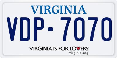VA license plate VDP7070