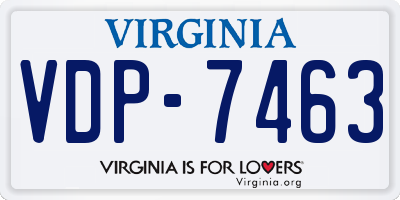VA license plate VDP7463