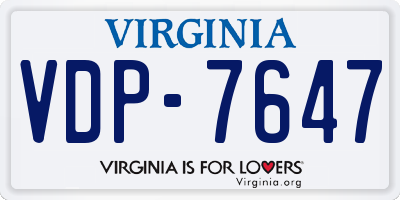 VA license plate VDP7647