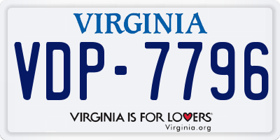VA license plate VDP7796