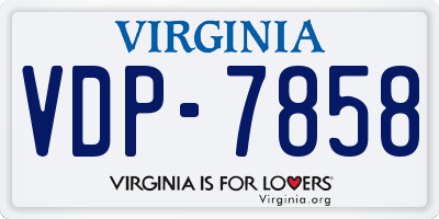 VA license plate VDP7858