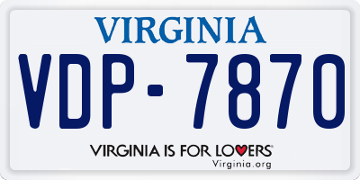 VA license plate VDP7870