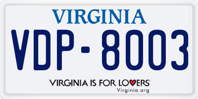 VA license plate VDP8003