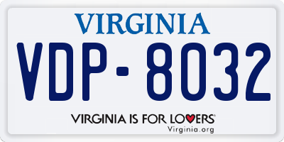 VA license plate VDP8032