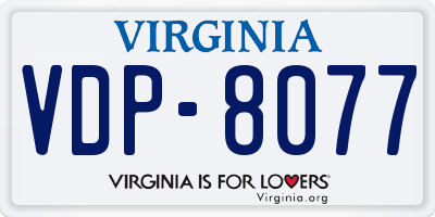 VA license plate VDP8077