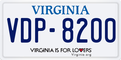 VA license plate VDP8200