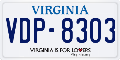 VA license plate VDP8303