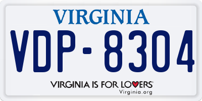 VA license plate VDP8304