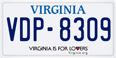VA license plate VDP8309