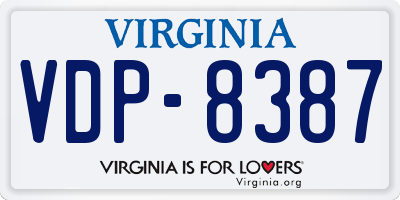 VA license plate VDP8387