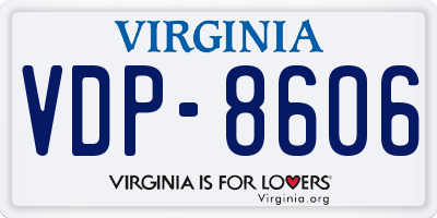 VA license plate VDP8606