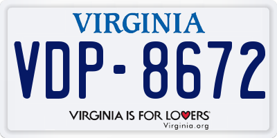 VA license plate VDP8672