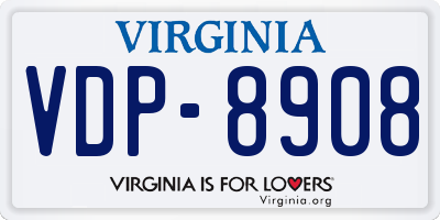 VA license plate VDP8908