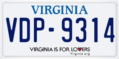 VA license plate VDP9314