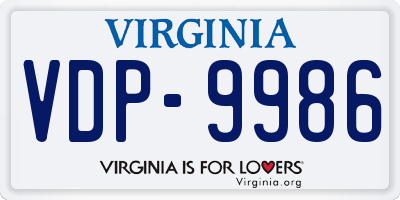 VA license plate VDP9986