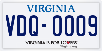 VA license plate VDQ0009