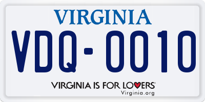 VA license plate VDQ0010