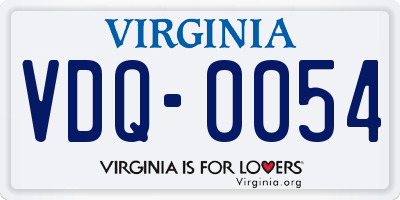 VA license plate VDQ0054
