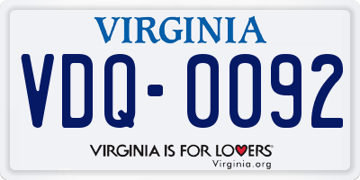 VA license plate VDQ0092