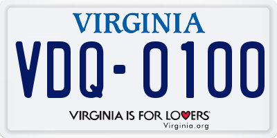 VA license plate VDQ0100