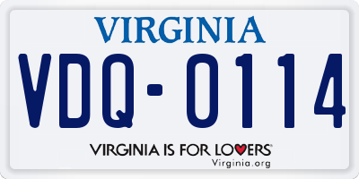 VA license plate VDQ0114